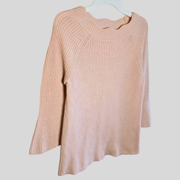 Chico’s Sweater Women’s Size Small Pink Knit Scalloped Neck Bell Sleeve Top - Picture 12 of 13